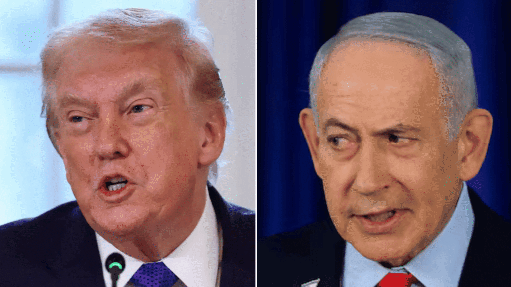 Donald Trump on the left and Netanyahu on the right